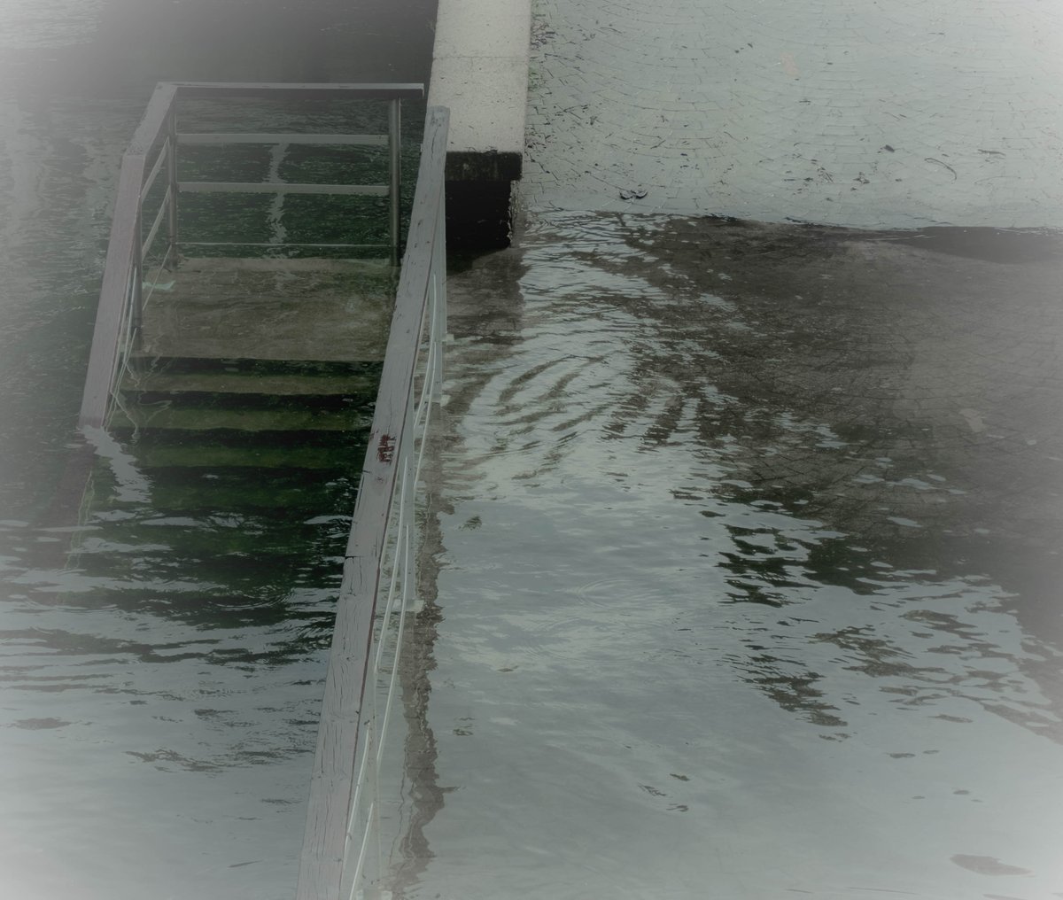 a flooded stairwell